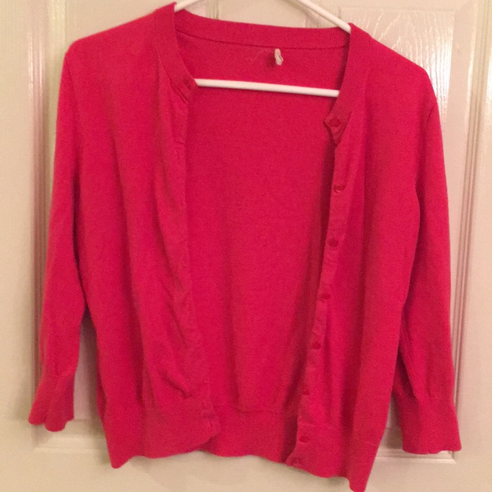 Red cardigan